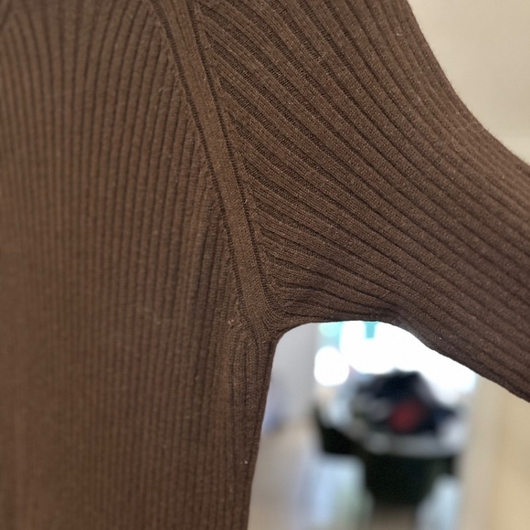 THAKOON Chocolate Brown Long Rib Knit Wool-Blend Dress - Size XL - Picture 5 of 12